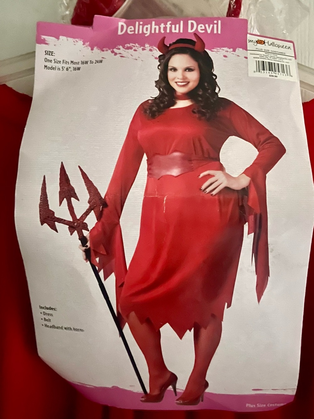 Woman’s Red Devil Halloween Costume Dress with Belt and Horn Headband